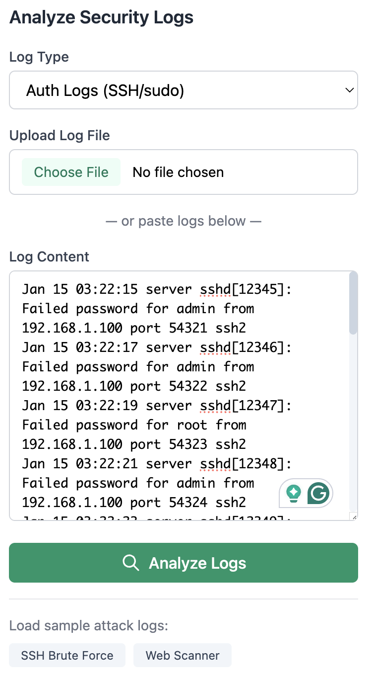SentinelAI Log Analysis